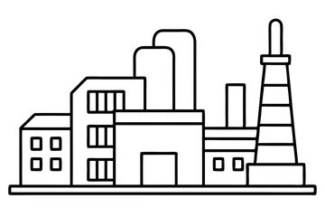 Obraz premium Factory building silhouette vector illustration, factory icon, environmental pollution 
