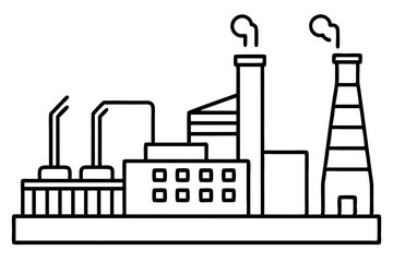 Factory building silhouette vector illustration, factory icon, environmental pollution
