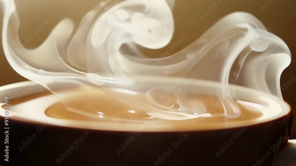 Poster The camera focuses on a cup of herbal tea capturing the mesmerizing movements of steam as it dances above the surface.