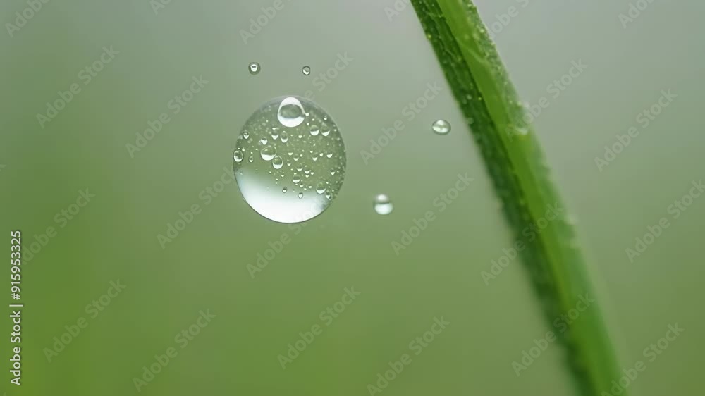 Aufkleber A macro shot of dew forming on a blade of grass each tiny droplet magnified and showcasing intricate details.