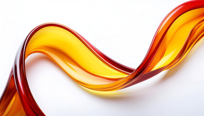 Fototapeta premium Bright red and orange wavy glass sculpture on white background