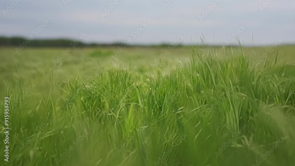 Poster A highangle shot of a field covered in a blanket of new grass shoots creating a soft inviting texture.