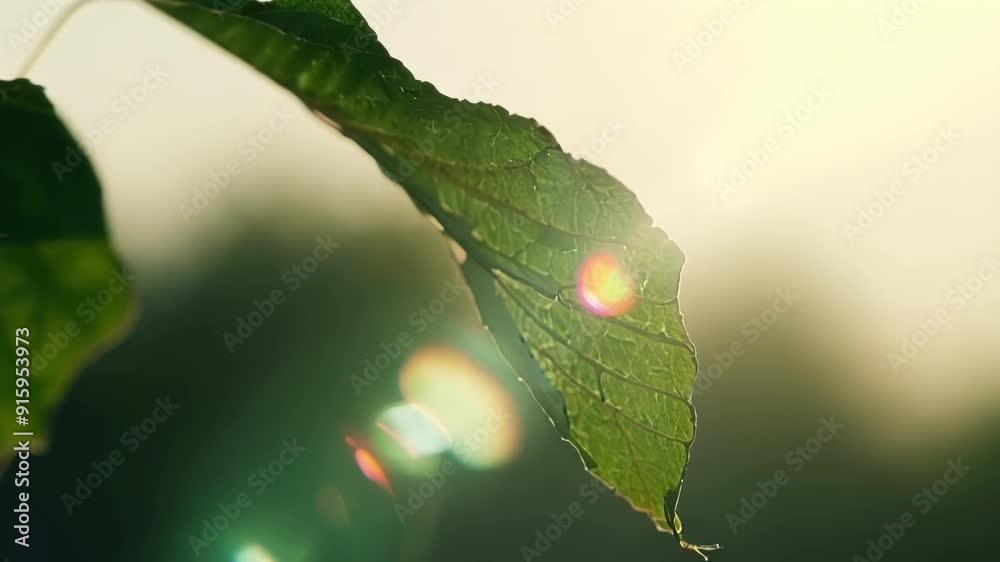 Poster macro shot of a single leafs intricate s being revealed as it trembles in the wind highlighting the 