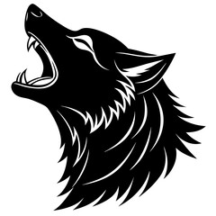 Wolf Head Howling Silhouette Vector, Wolf Head icon