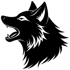 Wolf Head Howling Silhouette Vector, Wolf Head icon