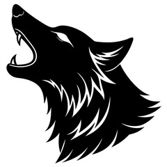 Wolf Head Howling Silhouette Vector, Wolf Head icon