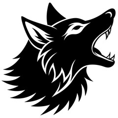 Wolf Head Howling Silhouette Vector, Wolf Head icon
