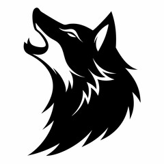 Wolf Head Howling Silhouette Vector, Wolf Head icon