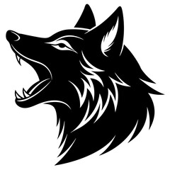 Wolf Head Howling Silhouette Vector, Wolf Head icon