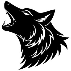 Wolf Head Howling Silhouette Vector, Wolf Head icon © Trendy CraftSVG 