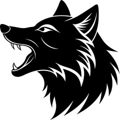 Wolf Head Howling Silhouette Vector, Wolf Head icon
