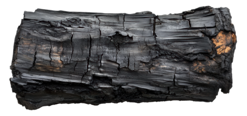 Charred log, cut out - stock png.