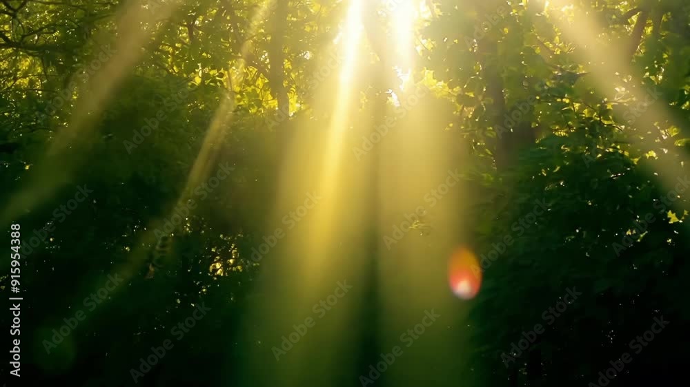 Aufkleber the golden rays of sunlight shining through a of leaves creating a mesmerizing dance of light and sh