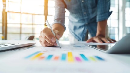 Innovative Creative Director Conceptualizing Ad Campaign on Tablet for Digital Marketing Strategy