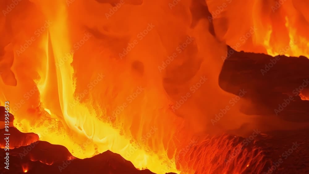 Poster A mesmerizing closeup of lava slowly dripping and dripping creating a hypnotic and almost primal rhythm.