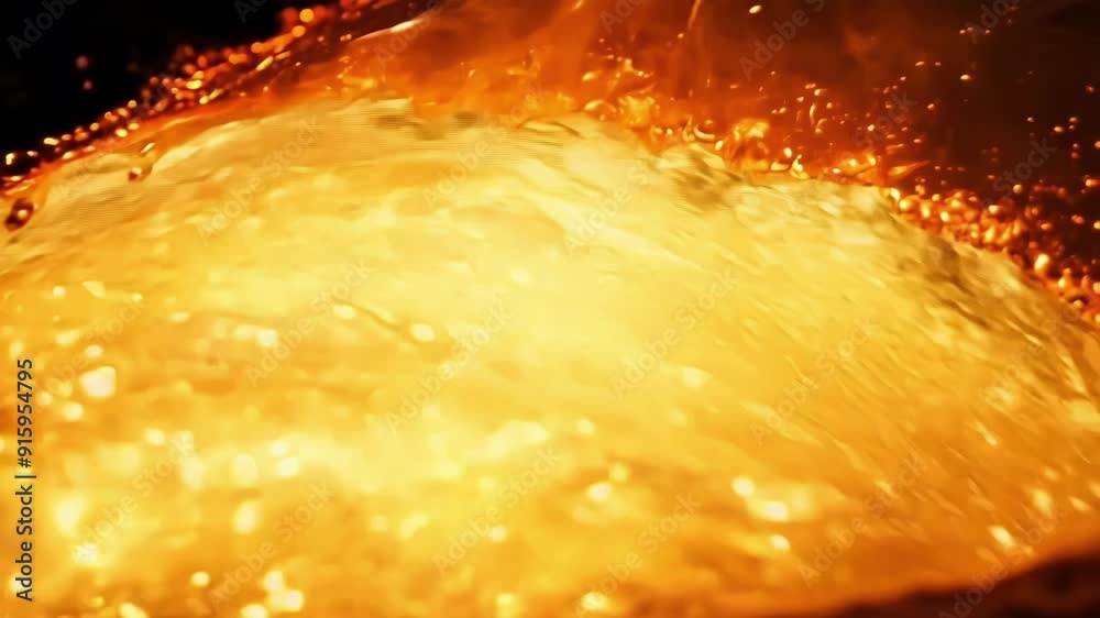 Aufkleber a dazzling display of molten gold lava bubbles bursting on the surface sending out fiery sparks and 