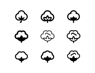 Cotton icon set. Simple vector black cotton illustration.
