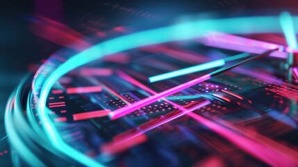 Obraz premium Glowing Neon Countdown Timer for Futuristic Tech Concept