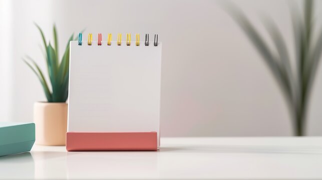 Vibrant Minimalist Desk Calendar with Memo Spaces, Modern Design