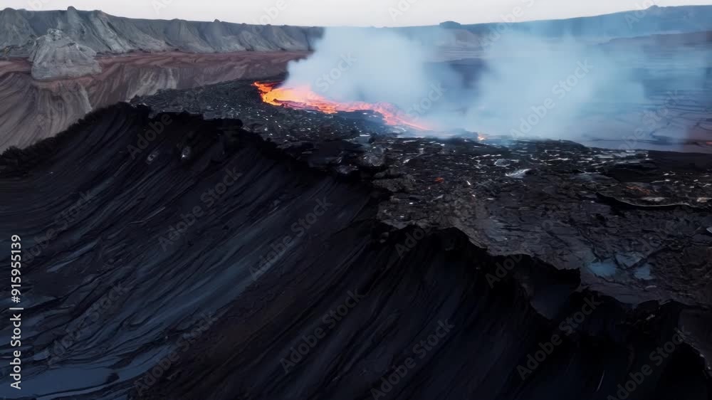 Poster The edges of the lava pit are jagged and sharp revealing the intense force that created this fiery landscape.