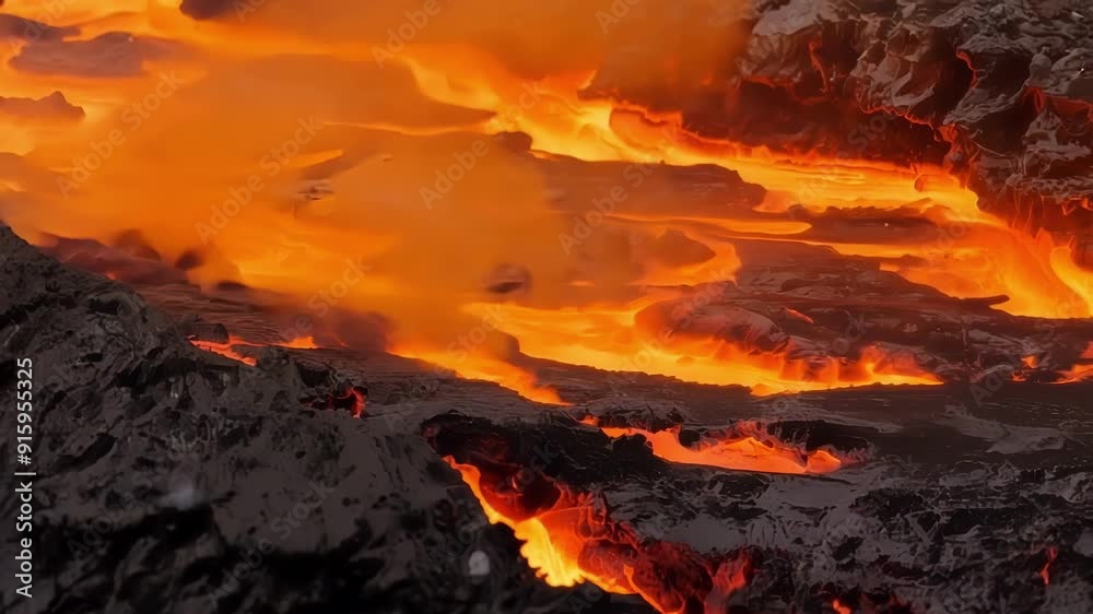 Poster a closeup shot reveals the intricate details of a lava flow from the smooth and undulating surfaces 