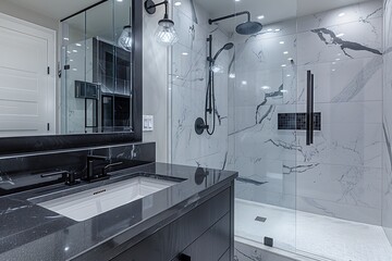 Modern Minimalist Bathroom with Natural Light and Greenery