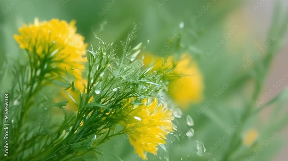 Poster a sprig of fresh dill is shown up close its feathery leaves and delicate yellow flowers adding a bur