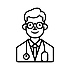 Doctor icon or modern line symbol. Vector line art and icon design with bold outline. Black and white Pixel Perfect minimalistic symbol isolated white background. Silhouette simple thin sign