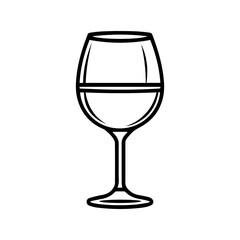 Wine Glass icon or modern line symbol. Vector line art and icon design with bold outline. Black and white Pixel Perfect minimalistic symbol isolated white background. Silhouette simple thin sign