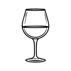 Wine Glass icon or modern line symbol. Vector line art and icon design with bold outline. Black and white Pixel Perfect minimalistic symbol isolated white background. Silhouette simple thin sign
