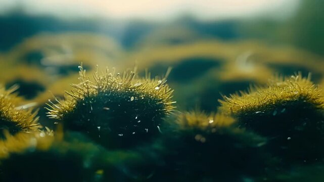 Up close the intricate patterns of a patch of spiky moss resemble a miniature forest of tiny trees and shrubs.