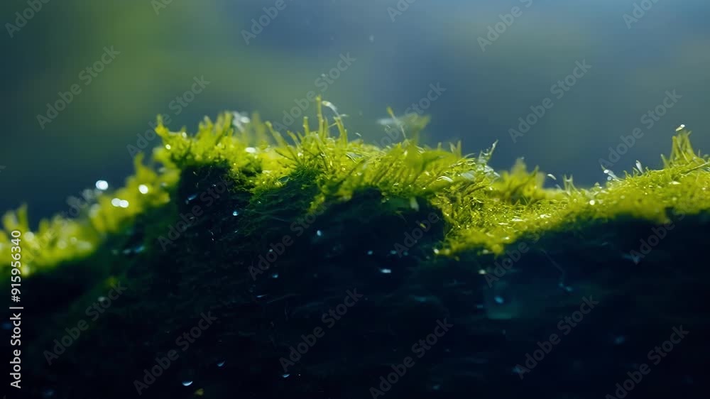 Poster a closeup of a mosscovered stone reveals a variety of shades and textures from deep emerald greens t