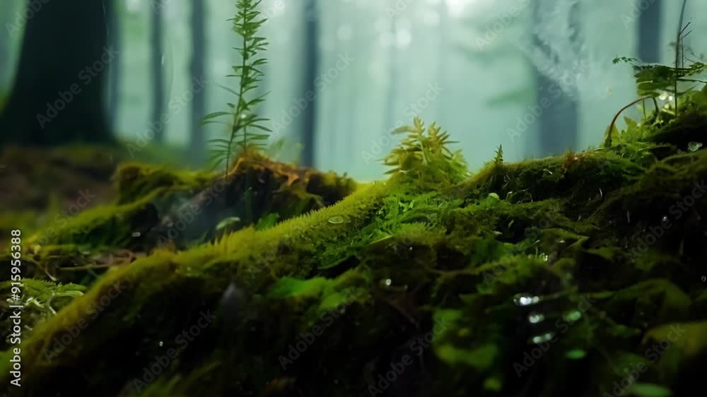 Aufkleber a closeup of a mossy forest floor captures the mysterious and enchanting atmosphere of a wooded area