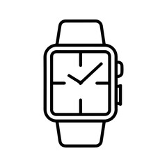 Smartwatch icon or modern line symbol. Vector line art and icon design with bold outline. Black and white Pixel Perfect minimalistic symbol isolated white background. Silhouette simple thin sign