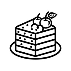 Cake icon or modern line symbol. Vector line art and icon design with bold outline. Black and white Pixel Perfect minimalistic symbol isolated white background. Silhouette simple thin sign