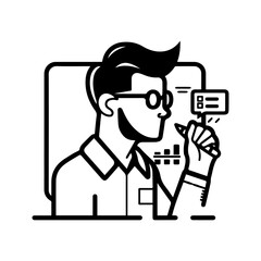 Investor icon or modern line symbol. Vector line art and icon design with bold outline. Black and white Pixel Perfect minimalistic symbol isolated white background. Silhouette simple thin sign