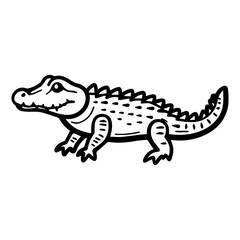 alligator icon or modern line symbol. Vector line art and icon design with bold outline. Black and white Pixel Perfect minimalistic symbol isolated white background. Silhouette simple thin sign