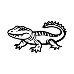 alligator icon or modern line symbol. Vector line art and icon design with bold outline. Black and white Pixel Perfect minimalistic symbol isolated white background. Silhouette simple thin sign