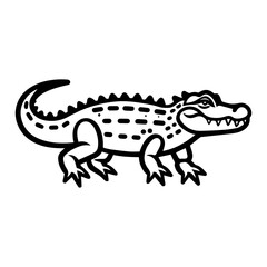 alligator icon or modern line symbol. Vector line art and icon design with bold outline. Black and white Pixel Perfect minimalistic symbol isolated white background. Silhouette simple thin sign
