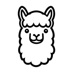 alpaca icon or modern line symbol. Vector line art and icon design with bold outline. Black and white Pixel Perfect minimalistic symbol isolated white background. Silhouette simple thin sign