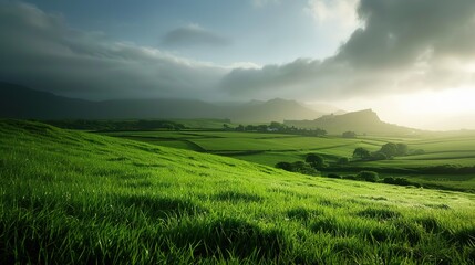 Obraz premium Majestic Castles and Serene Green Hills: Irish Landscape Beauty on Saint Patrick's Day