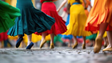Obraz premium Enchanting Irish Dancers in Vibrant Attire Celebrating Saint Patrick's Day with Cultural Expression