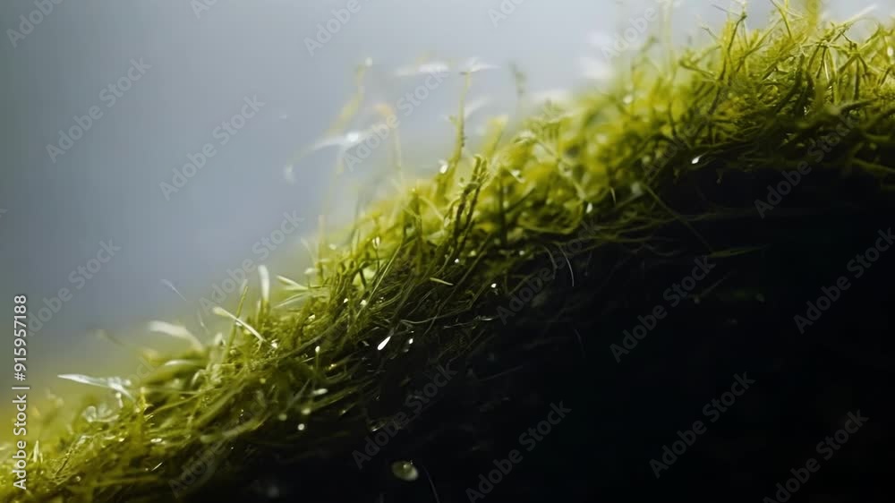 Poster The camera captures the intricate network of fine intertwining threads that make up the moss highlighting its delicate and complex texture.