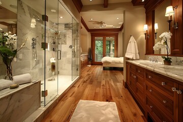 Modern Minimalist Bathroom with Natural Light and Greenery