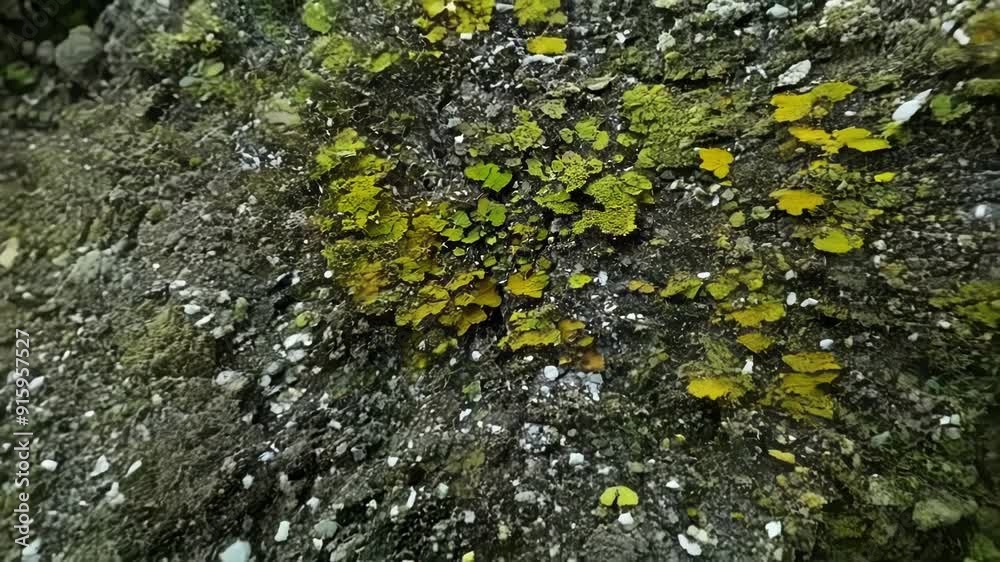 Poster the camera zooms in on a rocky terrain showing a variety of lichen species in varying sizes and colo