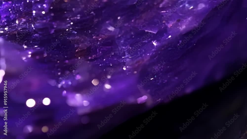 Poster a mesmerizing closeup reveals a deep purple mineral with sharp pointed edges resembling an otherworl