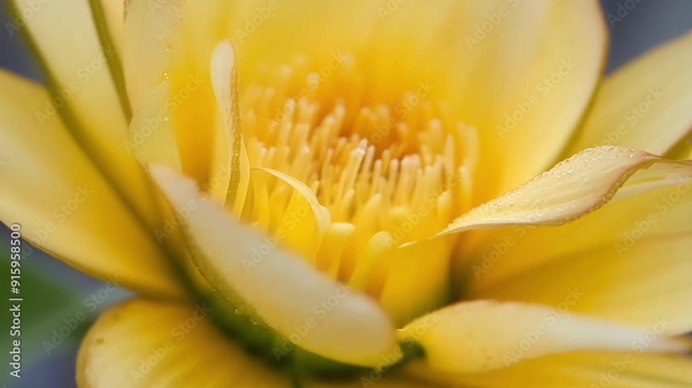 Poster A closeup of a yellow flower its intricate details visible as it transforms from a tight bud to a full bloom.