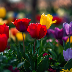A Colorful Bouquet of Tulips in Bloom.
