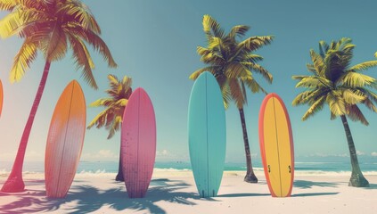 Surfboards on a Tropical Beach