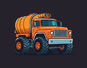 Cartoon happy cistern truck like monster truck isolated on white background © VectorVibe